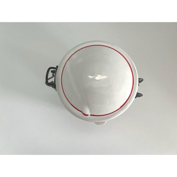 VTG Ceramic Canister Red Stripe Farmhouse Kitchen Pantry Organizer Container - Picture 5 of 10